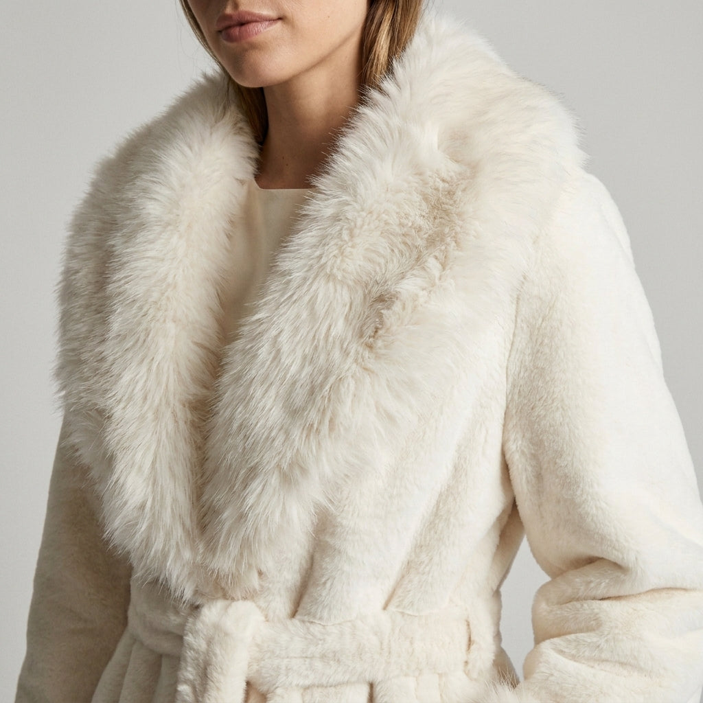 The Ivory Belted Fur Jacket