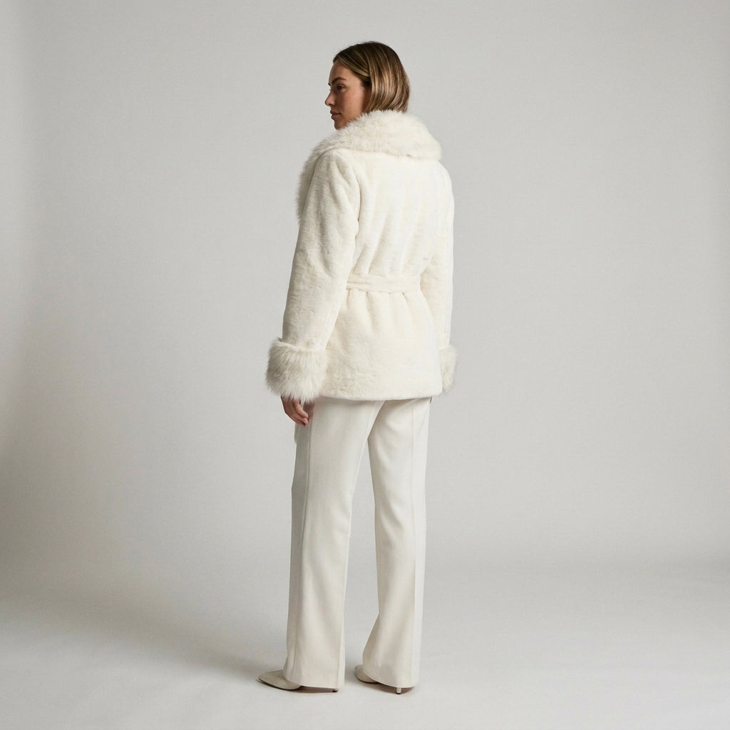 The Ivory Belted Fur Jacket