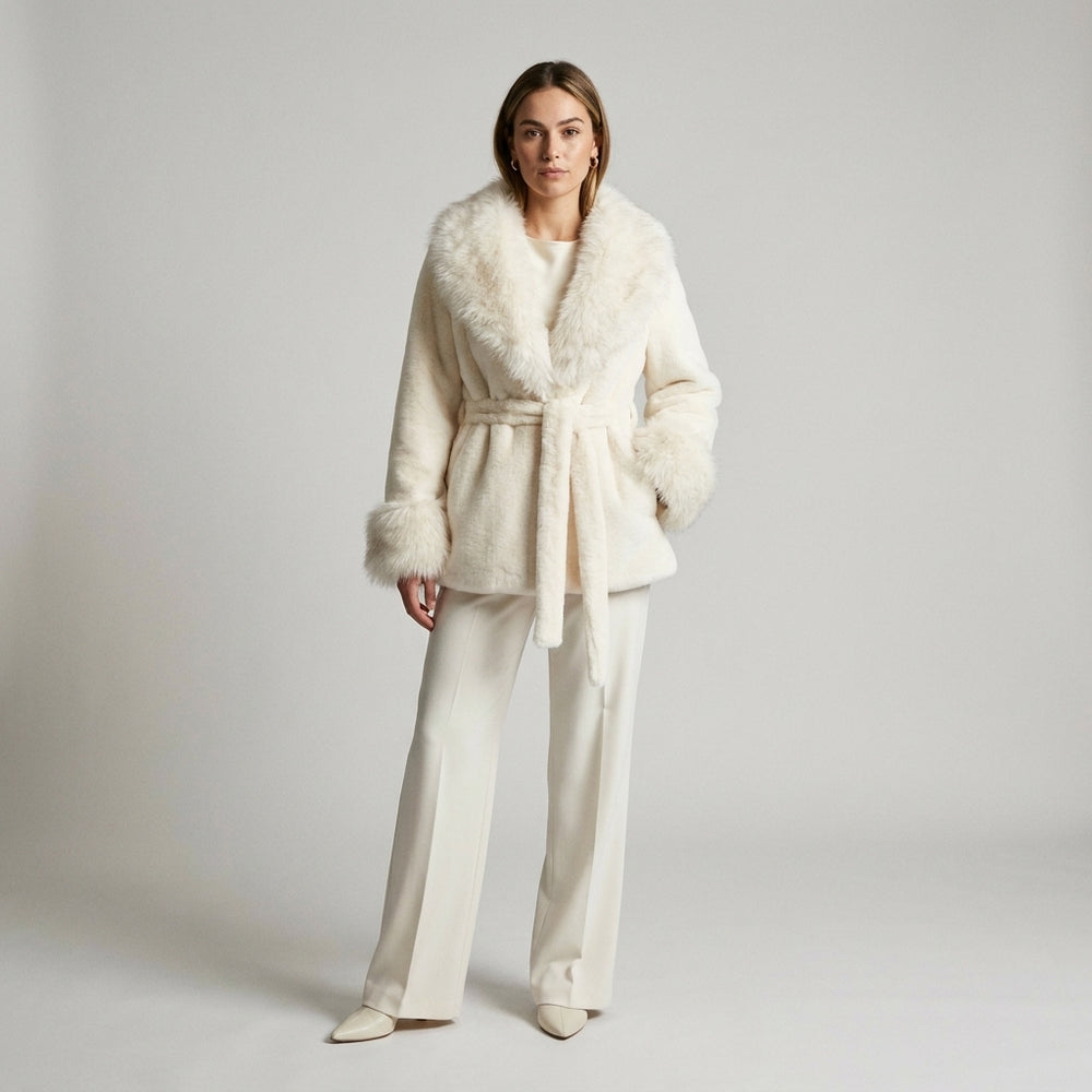The Ivory Belted Fur Jacket