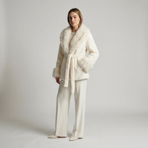 The Ivory Belted Fur Jacket