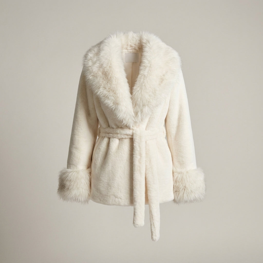 The Ivory Belted Fur Jacket
